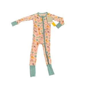 Tiny Jams‎ Pink Safari Zip Up Footie Pajamas 18-24m